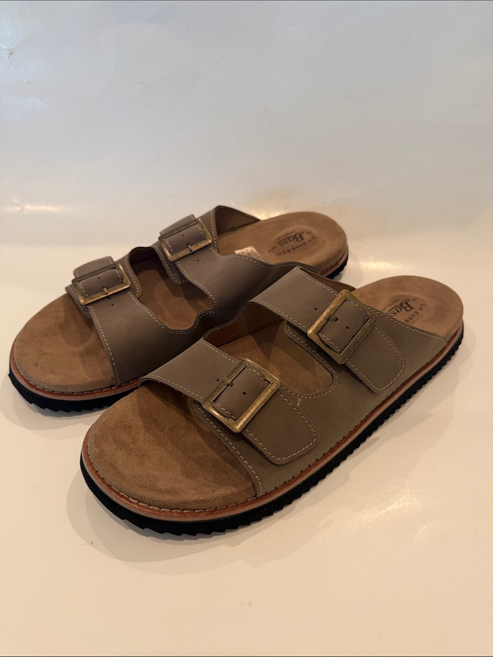 NWT Bass Asher Mocha Double-Buckle Slide Sandals Size 13